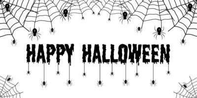 Spinne und Spinnennetz Hintergrund. das unheimlich von das Halloween Symbol. Text Banner vektor