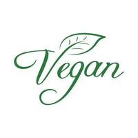 vegan Essen Aufkleber, Etikett, Abzeichen und Logo. Ökologie Symbol. Logo Vorlage mit Grün Blätter zum vegan Produkte. Vektor Illustration isoliert auf Weiß Hintergrund