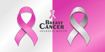 Poster Unterstützung Brust Krebs Bewusstsein Monat Kampagne. Illustration Rosa Band Symbol Design Konzept vektor