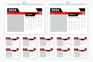 2024 Schreibtisch Kalender Design 12 Seite Kalender Vorlage vektor