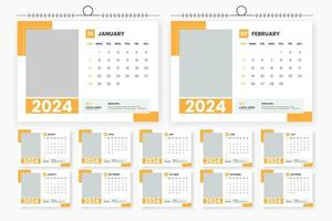 2024 Schreibtisch Kalender Design 12 Seite Kalender Vorlage vektor