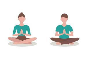 jung Menschen im Lotus Position mit namaste Hände. Vektor Illustration