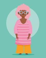 perfekt unperfekt, Cartoon-Frau mit Brille und lockigem Haar vektor