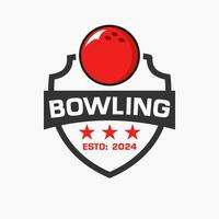 bowling logotyp begrepp med skydda och bowling boll symbol vektor