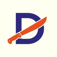 Brief d Messer Logo Design Vektor Vorlage Messer Symbol mit Alphabet