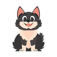 komisch schwarz Katze. lächelnd Kätzchen. Karikatur Stil, Vektor Illustration