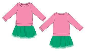 bebis flickor t skjorta blast och kjol klänning design vektor illustration mall främre och tillbaka visningar