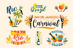 Brasilianischer Karneval. Große Reihe von Vektor-Emblemen vektor