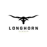 longhorn djur- logotyp design, bruka retro årgång horn minimalistisk enkel mall illustration vektor