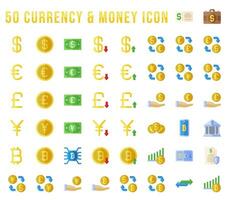 valuta och finansiera ikoner uppsättning, i pixel perfekt platt stil. för de behov av användare bank, finansiera, och ekonomi. den inkluderar dollar, Bank, pengar, mynt, krypto, och spara ikoner. vektor