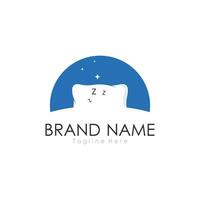sovande kudde logotyp mall. logotyp för företag, interiör, möbel och sömn symbol. vektor
