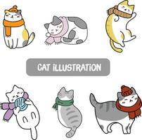 süß Katzen Hand gezeichnet Illustration einstellen vektor