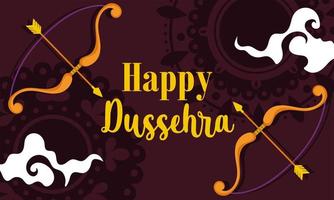 Frohes Dussehra-Fest in Indien, Phrase Bogenpfeil traditionelles religiöses Ritualbanner vektor