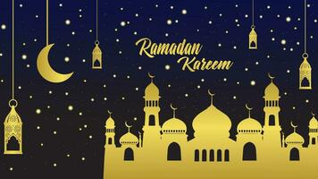 realistisk gyllene ramadan kareem baner med måne vektor