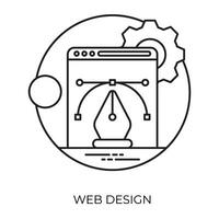 en grafiskt designad sida på dator skärm med spela symbol på topp skildrar webb design bearbeta vektor