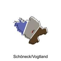 Vektor Karte von schoneck, Vogtland bunt modern Gliederung Design, Welt Karte Land Vektor Illustration Design Vorlage