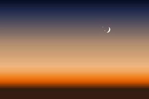 Dämmerung Sonnenuntergang Himmel mit Halbmond Mond und Sterne. abstrakt Hintergrund Nacht Szene. Abend Himmel Vor Nacht Hintergrund vektor