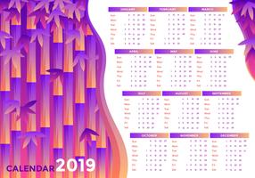 Bambu 2019 Utskriftsbar Kalendervektor vektor