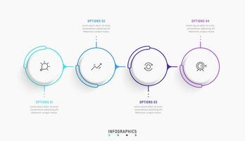 Vektor-Infografik-Etikettendesign-Vorlage mit Symbolen und 4 Optionen oder Schritten. kann für Prozessdiagramme, Präsentationen, Workflow-Layouts, Banner, Flussdiagramme und Infografiken verwendet werden. vektor