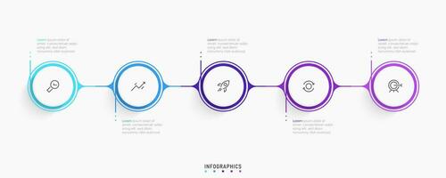 Vektor-Infografik-Etikettendesign-Vorlage mit Symbolen und 5 Optionen oder Schritten. kann für Prozessdiagramme, Präsentationen, Workflow-Layouts, Banner, Flussdiagramme und Infografiken verwendet werden. vektor