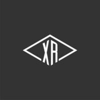 initialer xr logotyp monogram med enkel diamant linje stil design vektor