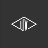Initialen uv Logo Monogramm mit einfach Diamant Linie Stil Design vektor