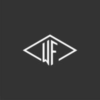 initialer wf logotyp monogram med enkel diamant linje stil design vektor
