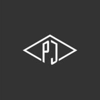 initialer pj logotyp monogram med enkel diamant linje stil design vektor