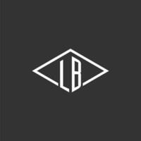 initialer lb logotyp monogram med enkel diamant linje stil design vektor