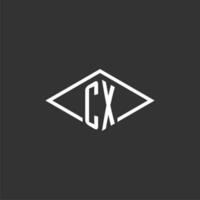 initialer cx logotyp monogram med enkel diamant linje stil design vektor