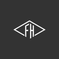 Initialen fh Logo Monogramm mit einfach Diamant Linie Stil Design vektor