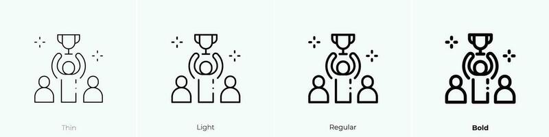 gewinnen Symbol. dünn, Licht, regulär und Fett gedruckt Stil Design isoliert auf Weiß Hintergrund vektor