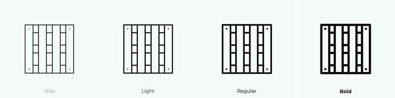 hölzern Symbol. dünn, Licht, regulär und Fett gedruckt Stil Design isoliert auf Weiß Hintergrund vektor