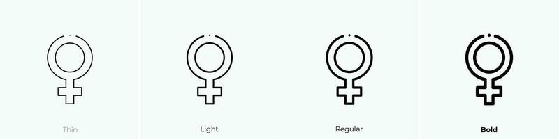 Frauen Symbol. dünn, Licht, regulär und Fett gedruckt Stil Design isoliert auf Weiß Hintergrund vektor