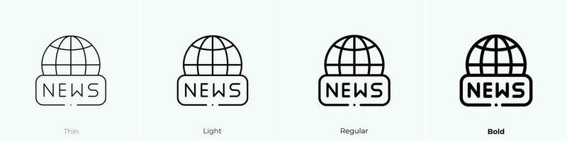 Welt Symbol. dünn, Licht, regulär und Fett gedruckt Stil Design isoliert auf Weiß Hintergrund vektor