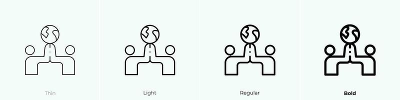 Welt Symbol. dünn, Licht, regulär und Fett gedruckt Stil Design isoliert auf Weiß Hintergrund vektor