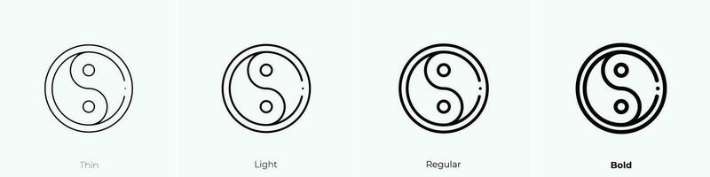 Yin Yang Symbol. dünn, Licht, regulär und Fett gedruckt Stil Design isoliert auf Weiß Hintergrund vektor