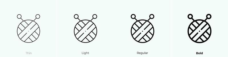 Garn Ball Symbol. dünn, Licht, regulär und Fett gedruckt Stil Design isoliert auf Weiß Hintergrund vektor