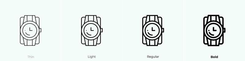 Armbanduhr Symbol. dünn, Licht, regulär und Fett gedruckt Stil Design isoliert auf Weiß Hintergrund vektor