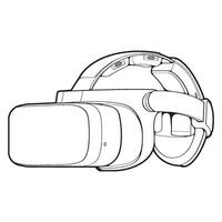 virtuell Wirklichkeit Headset Gliederung Zeichnung Vektor, virtuell Wirklichkeit Headset gezeichnet im ein skizzieren Stil, schwarz Linie virtuell Wirklichkeit Headset Sportschuhe Vorlage Umriss, Vektor Illustration.