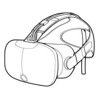 virtuell verklighet headsetet översikt teckning vektor, virtuell verklighet headsetet dragen i en skiss stil, svart linje virtuell verklighet headsetet utbildare mall översikt, vektor illustration.