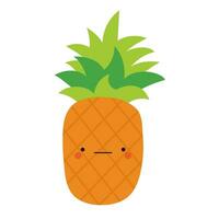 süß Ananas im kawaii Stil. Clip Art Bild isoliert auf Weiß Hintergrund. vektor