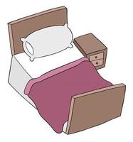 tecknad vektorillustration av sovrum och säng vektor