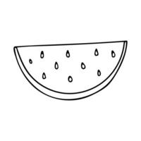 Gekritzel von Wassermelone Scheibe isoliert auf Weiß Hintergrund. Vektor eben Illustration von Sommer- Frucht.