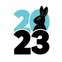 2023 logotyp med kanin. Häftigt och eleganta svart och blå ikon. de kinesisk ny år 2023. vektor grafisk illustration.