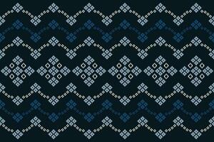 ethnisch geometrisch Stoff Muster Kreuz Stich.ikat Stickerei ethnisch orientalisch Pixel Muster Blau Hintergrund. abstrakt, vektor, illustration. Textur, Kleidung, Rahmen, Dekoration, Motive, Seide Hintergrund. vektor