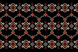 etnisk geometrisk tyg mönster korsa stitch.ikat broderi etnisk orientalisk pixel mönster svart bakgrund. abstrakt, vektor, illustration. textur, kläder, ram, dekoration, motiv, siden tapet. vektor