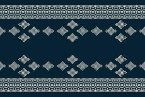 ethnisch geometrisch Stoff Muster Kreuz Stich.ikat Stickerei ethnisch orientalisch Pixel Muster Blau Hintergrund. abstrakt, vektor, illustration. Textur, Kleidung, Rahmen, Dekoration, Motive, Seide Hintergrund. vektor