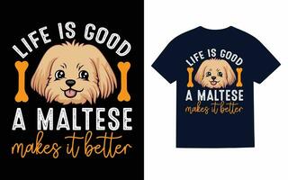 maltese hund t-shirt design vektor