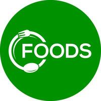 Grün Hintergrund Lebensmittel Logo, Lebensmittel Vektor Logo oder Symbol
